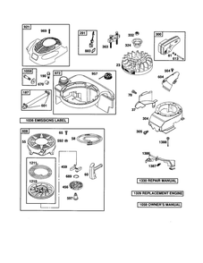 Starter-Rewind/Flywheel/Fuel Tank Diagram and Parts List for 123K03-0592-E1  Briggs and Stratton Engine